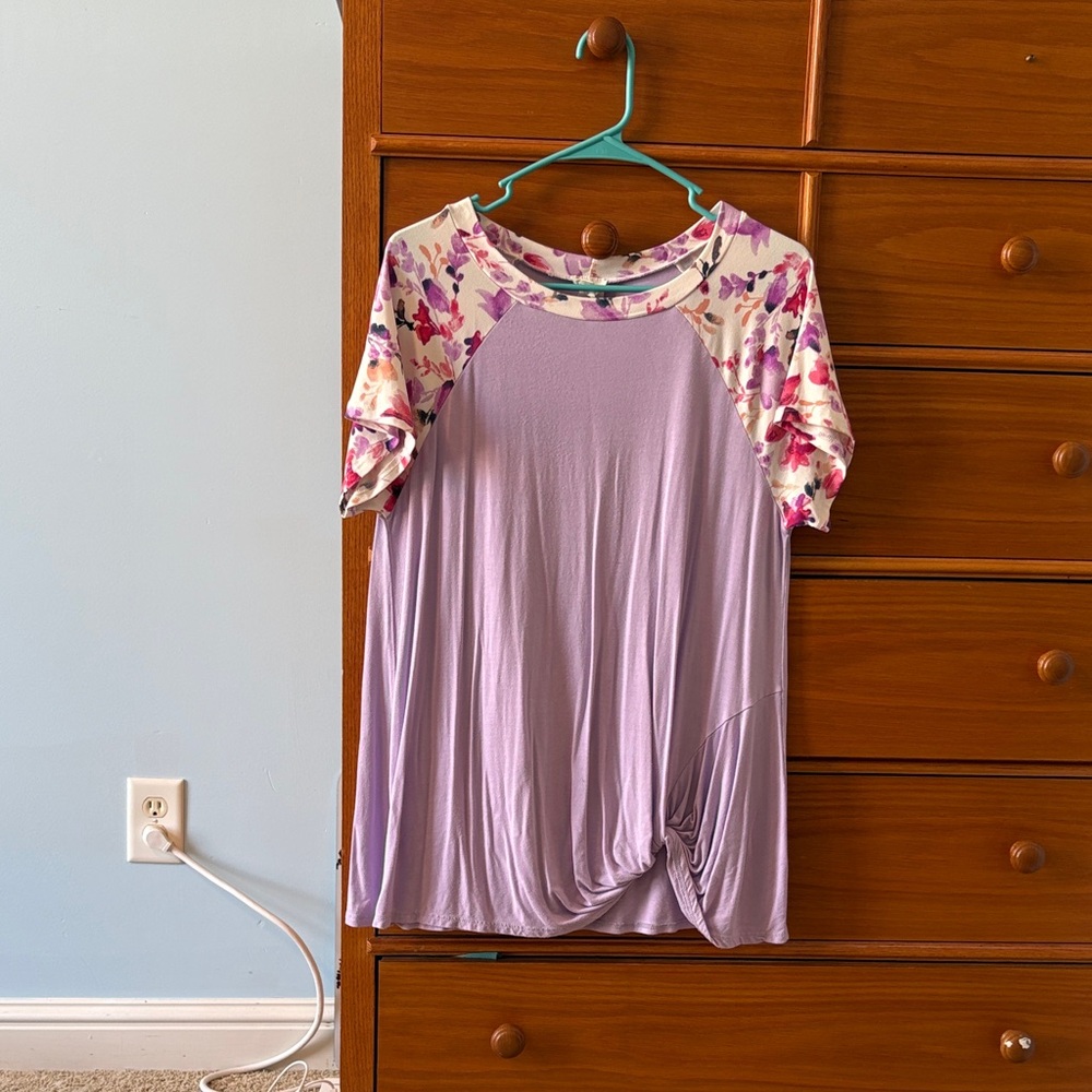 Lavender Floral Sleeve Women's Blouse